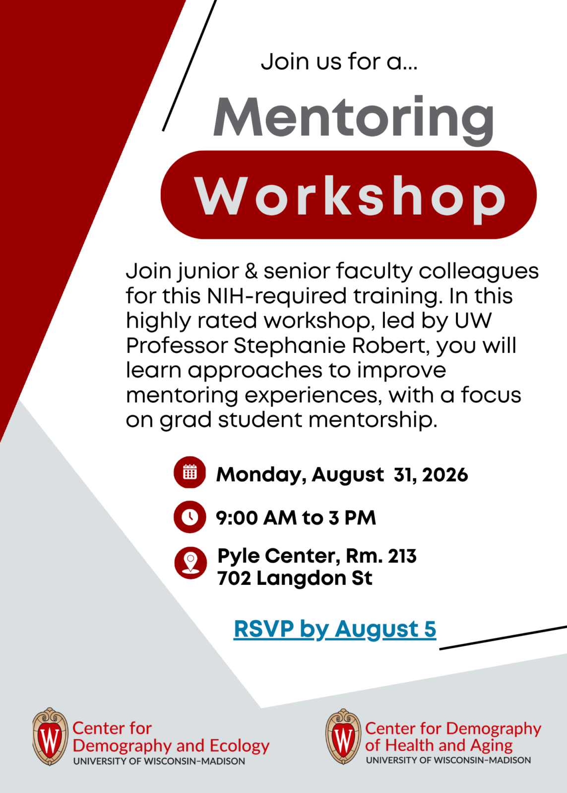 Invitation to August 31, 2026, Mentoring Workshop
